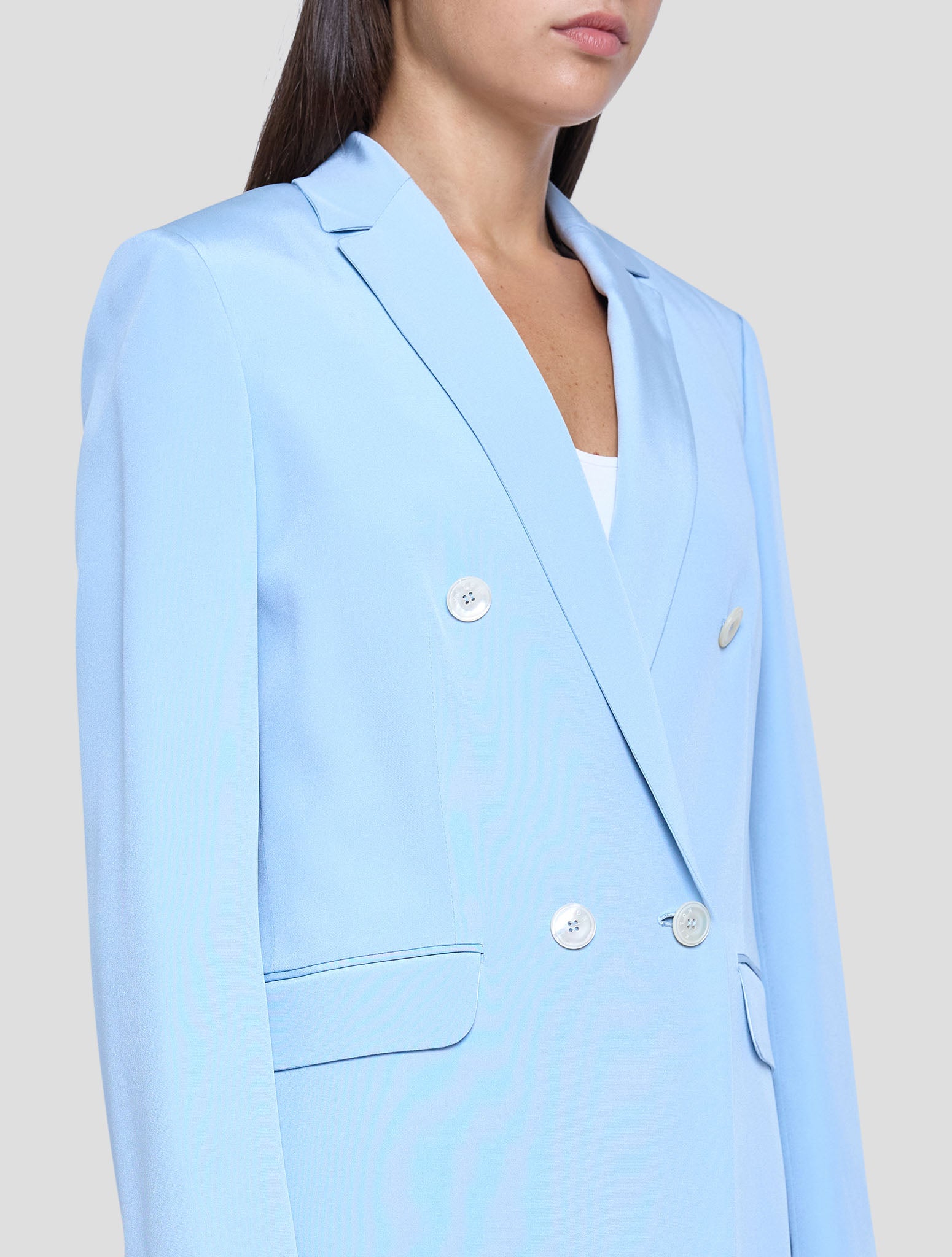 Kiton Light Blue Silk Ea Blazer Women