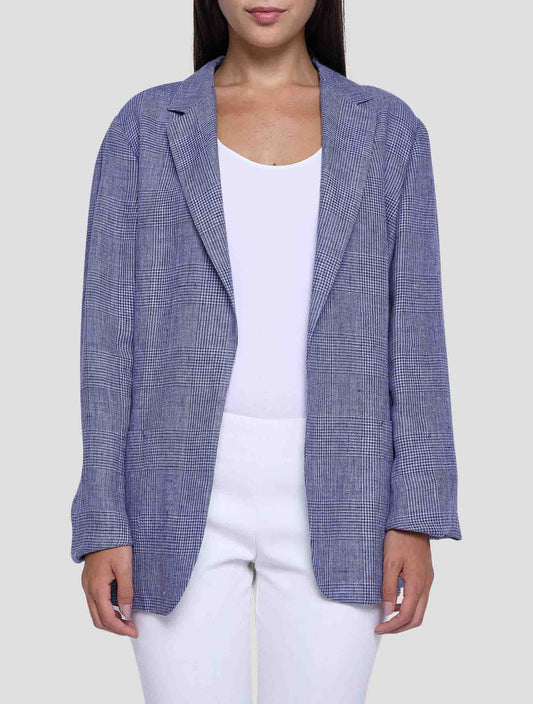 Kiton Blue Linen Blazer Women