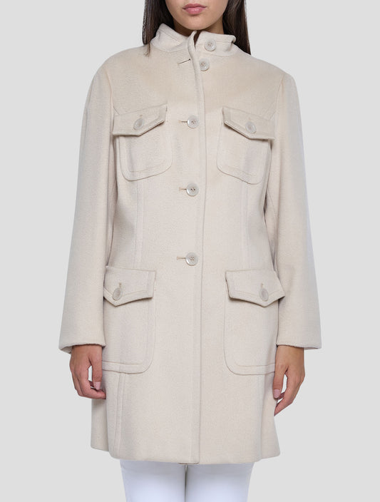 Kiton White Cashmere Overcoat Women