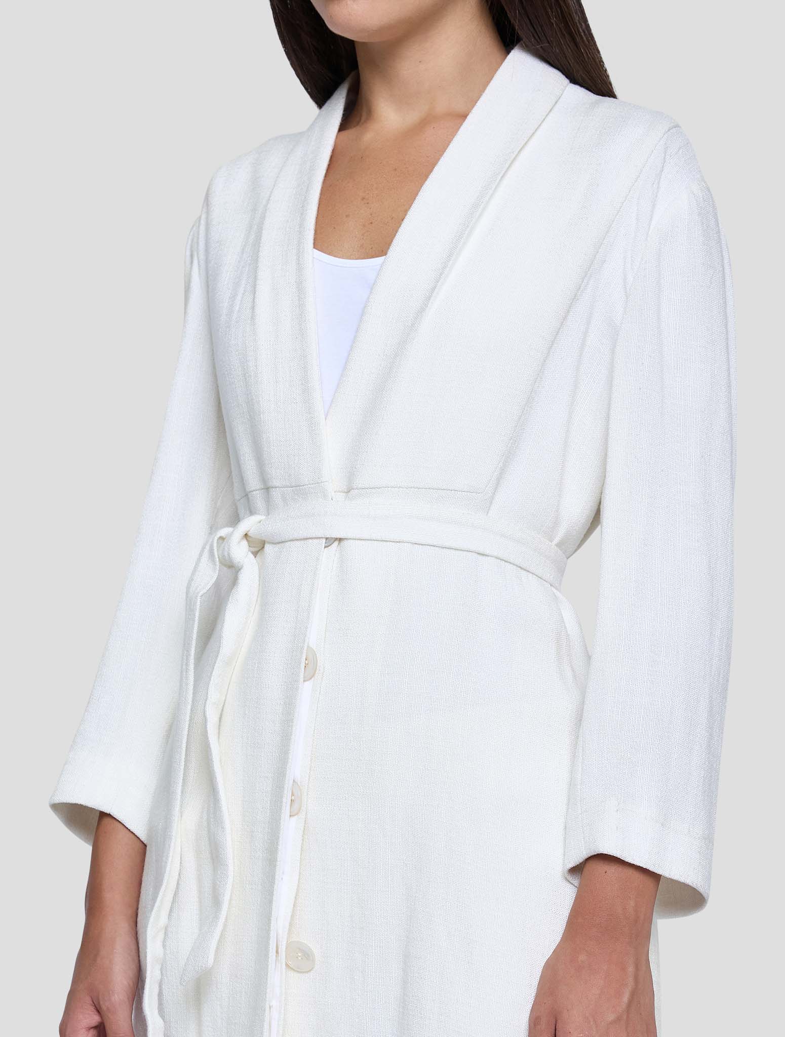 Kiton White Viscose Linen Pa Overcoat Women