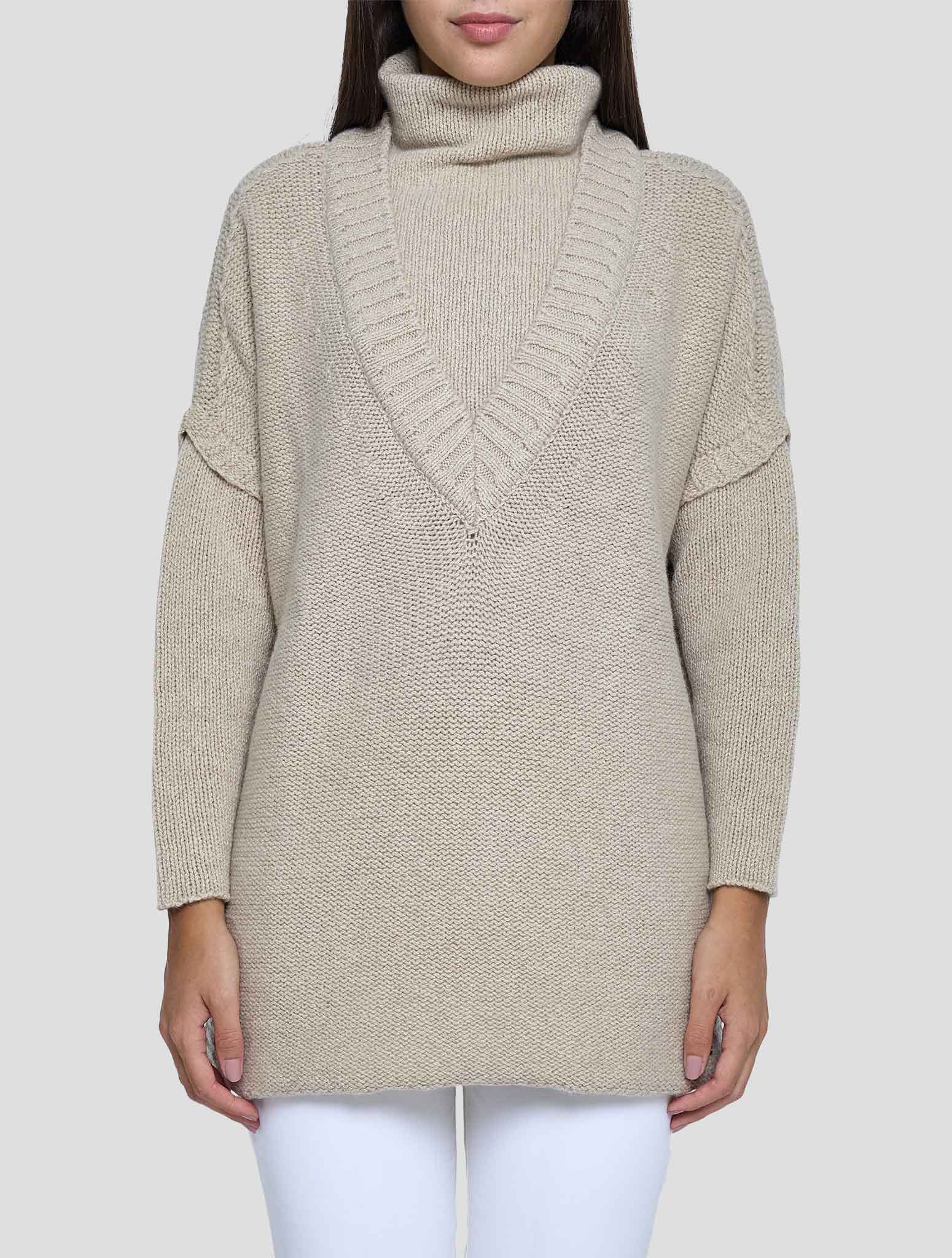 Kiton Beige Cashmere Zibellino Sweater Turtleneck Women