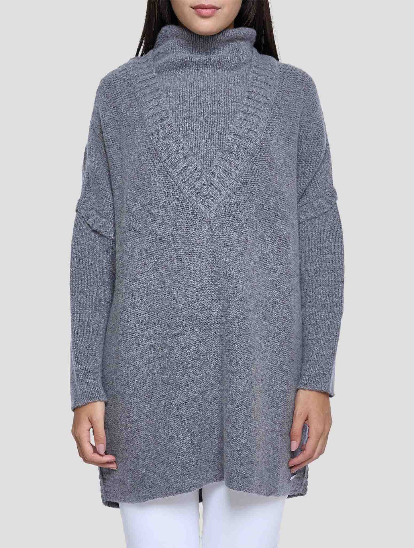 Kiton Gray Cashmere Zibellino Sweater Turtleneck Women