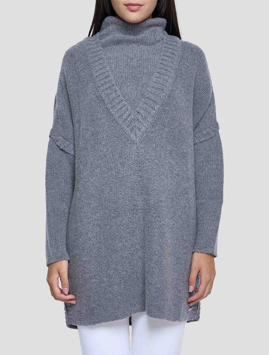 Kiton Gray Cashmere Zibellino Sweater Turtleneck Women