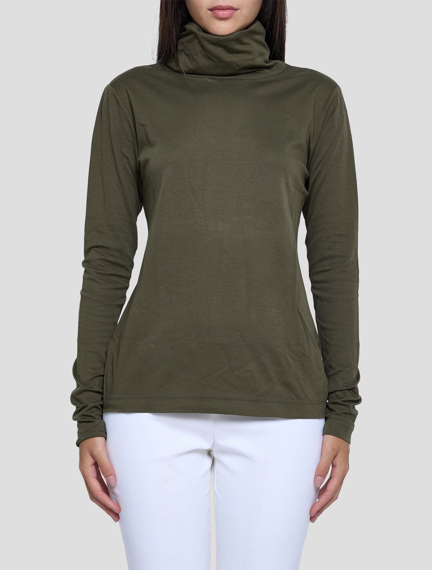 Kiton Green Cotton Sweater Turtleneck Women