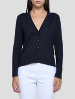 Kiton Black Cashmere Silk Cardigan Women