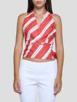 Kiton Red White Cotton Silk Shirt Women