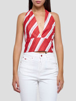 Kiton Red White Cotton Silk Shirt Women