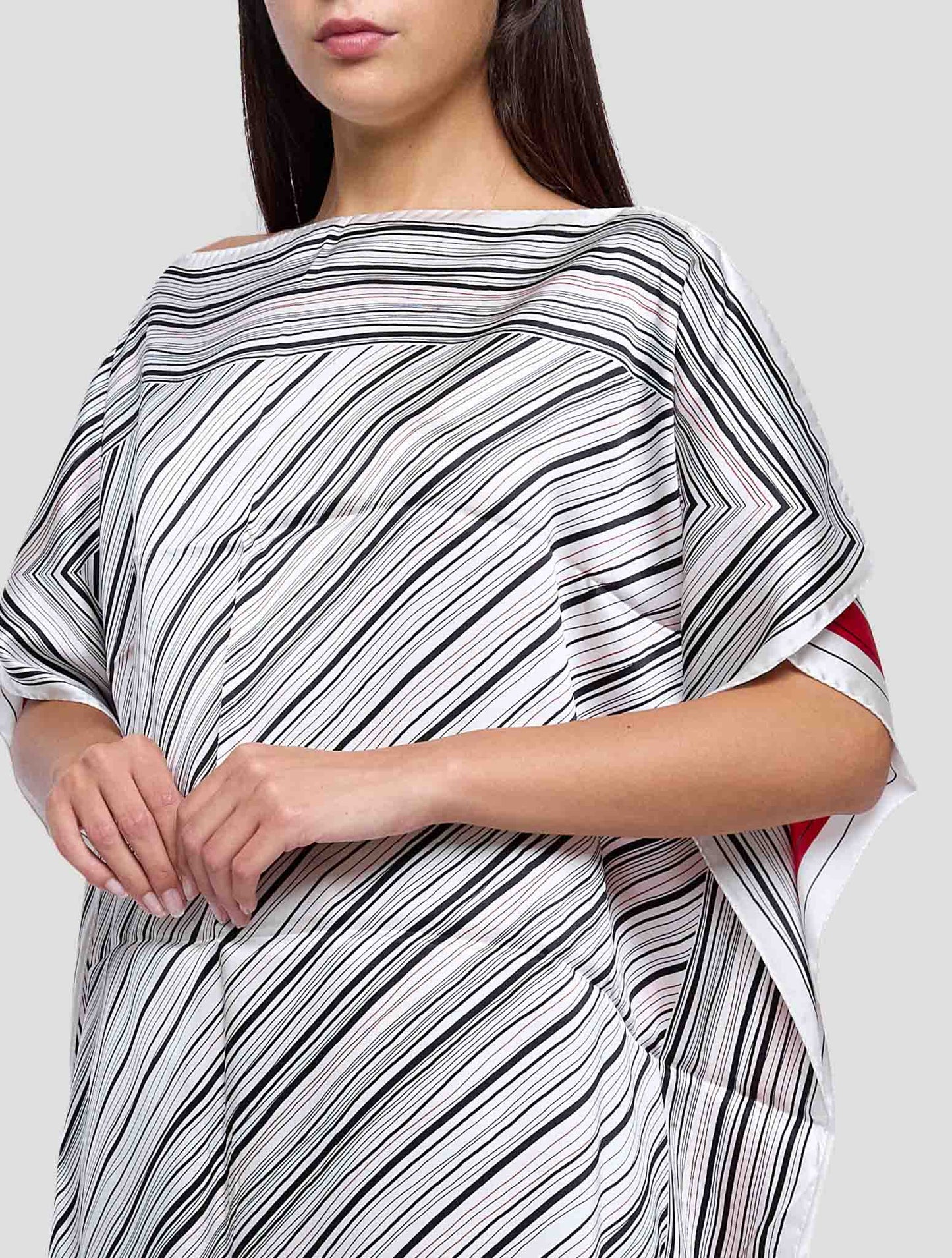 Kiton Red White Cotton Silk Blusa Women 90x90