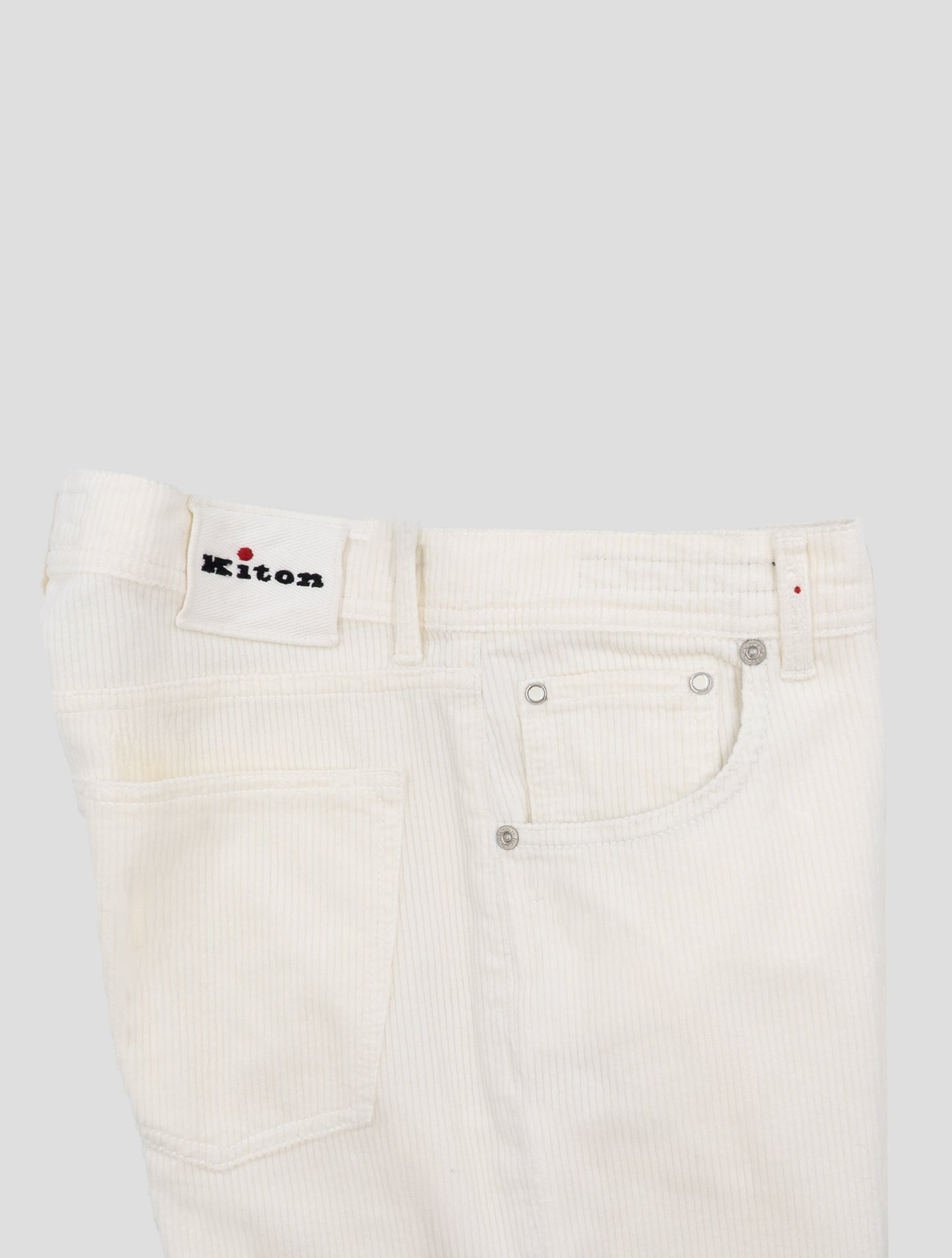 Kiton White Cotton Cashmere Ea Velvet Jeans