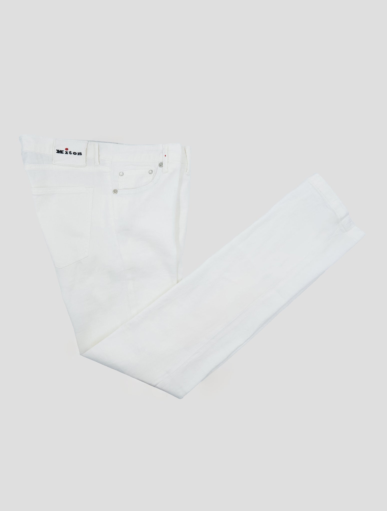 Kiton White Cotton Linen Ea Jeans