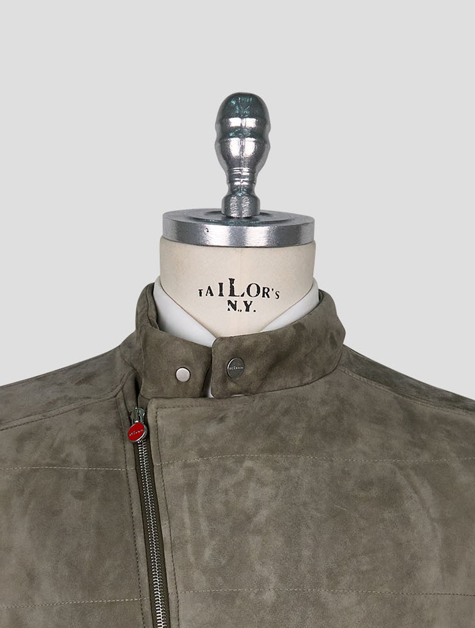 Kiton Green Leather Suede Gilet Coat