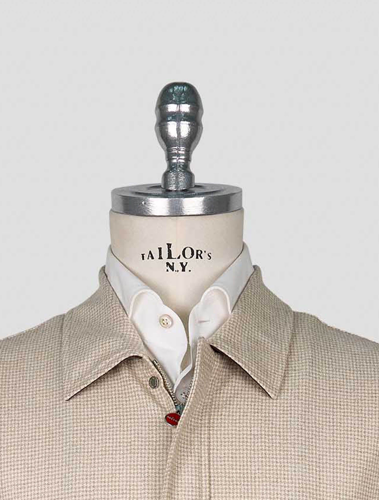 Kiton Beige White Virgin Wool Coat