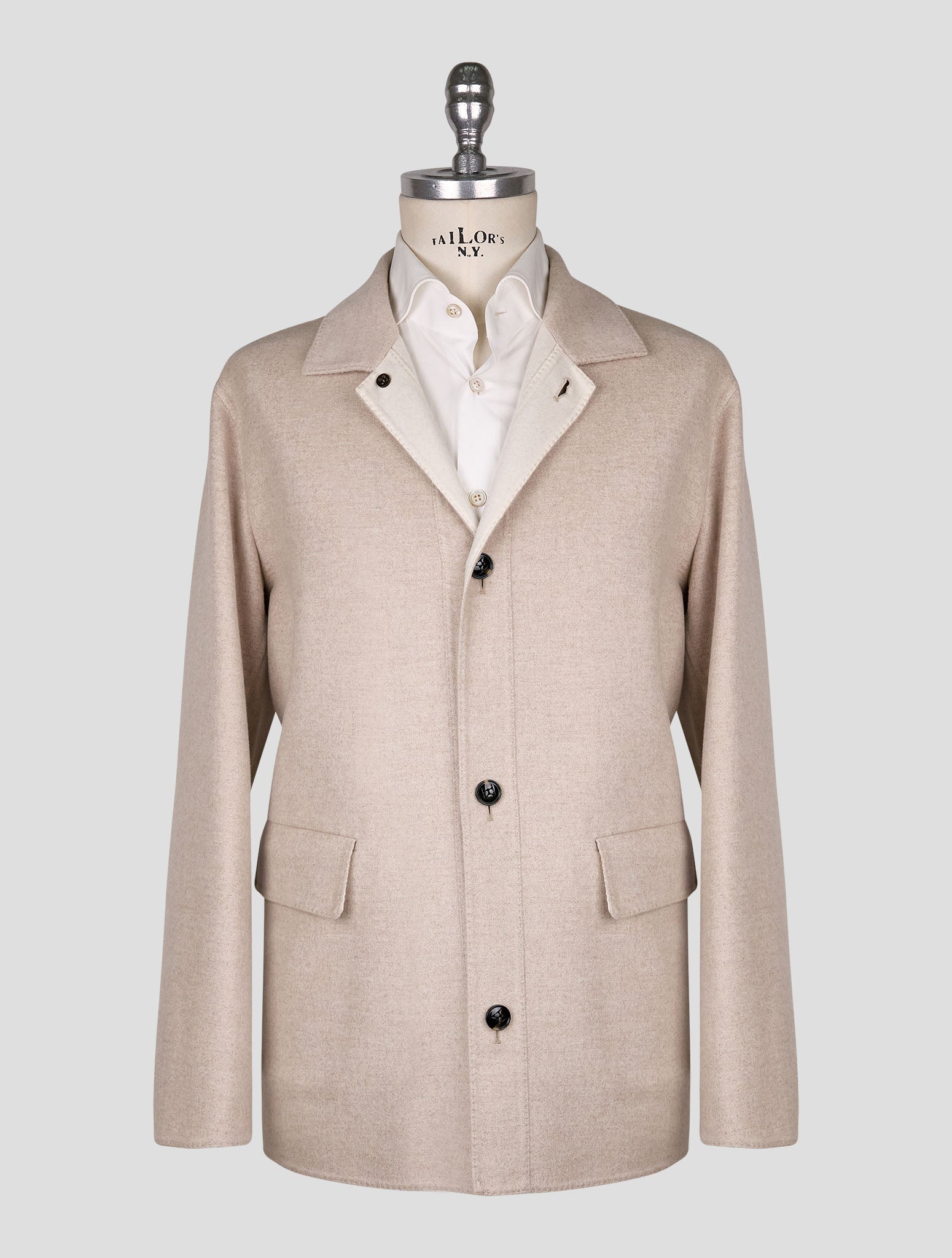Kiton Beige Wool Cashmere Coat