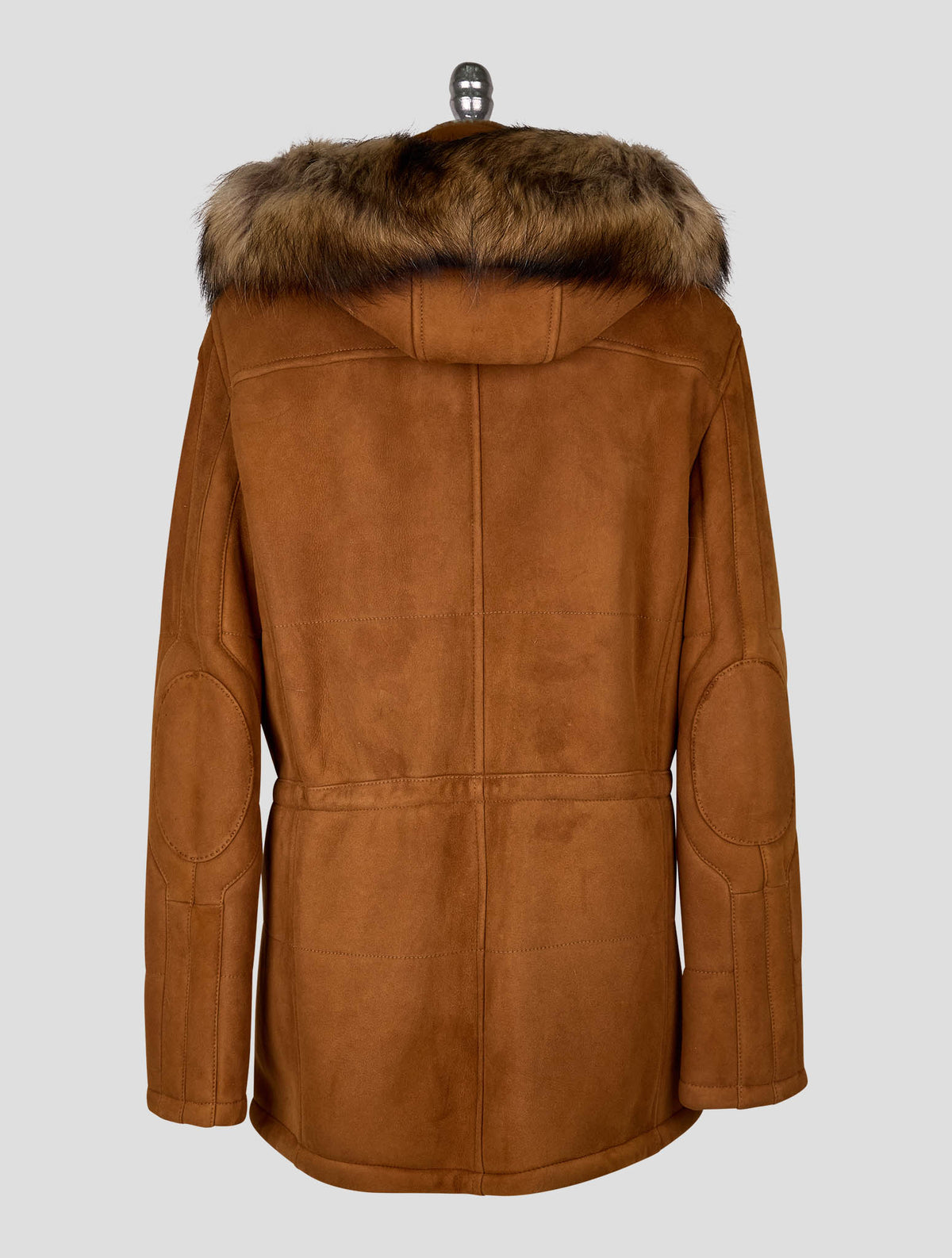 Kiton Brown Leather Shearling Coat