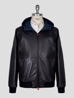 Kiton Black Leather Lamb Coat