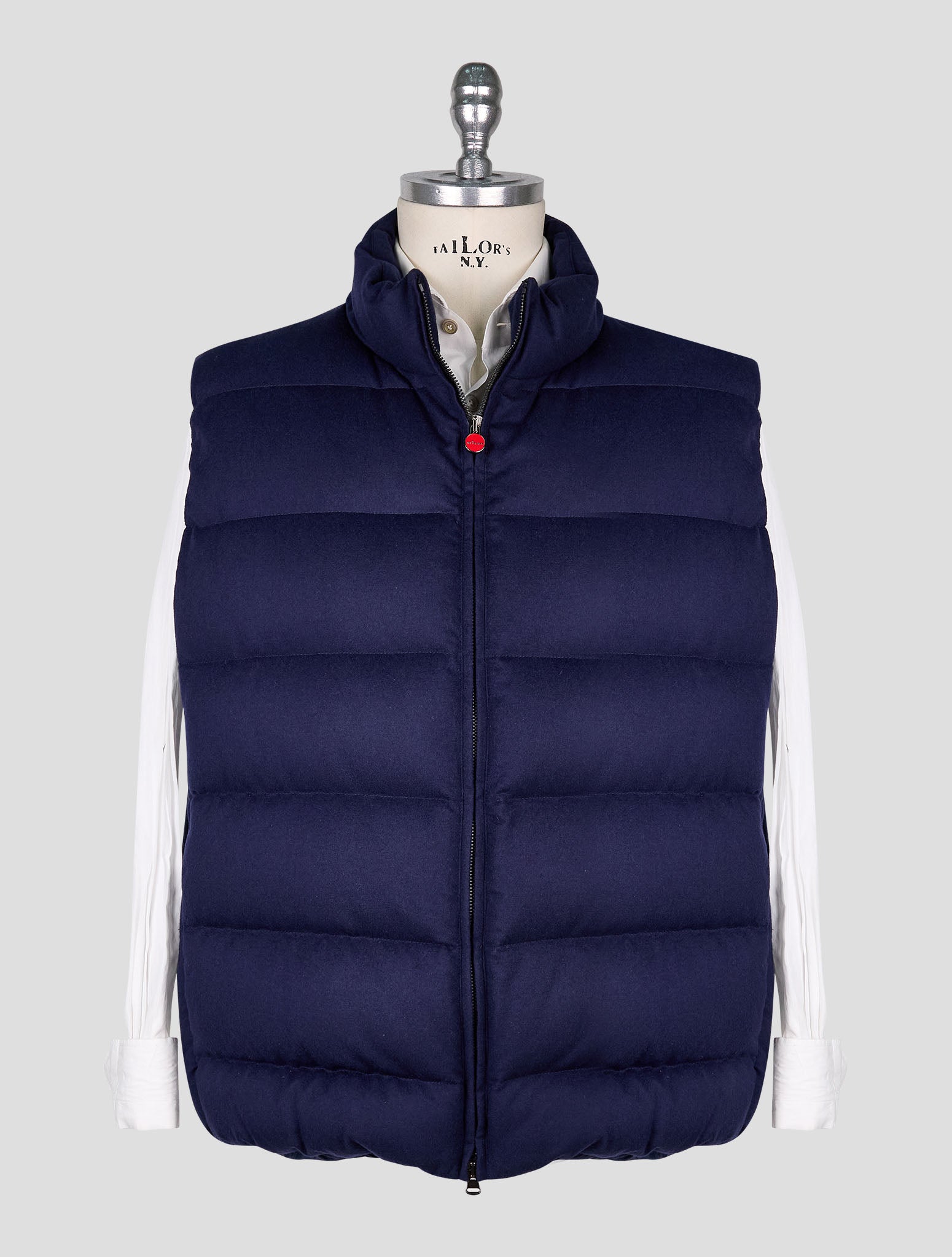 Kiton Blue Cashmere Silk Gilet Coat