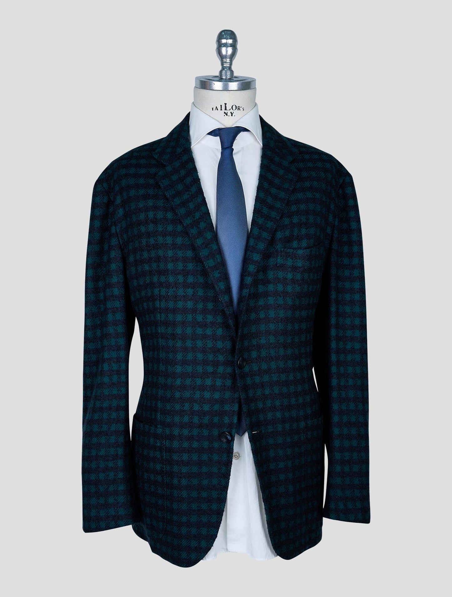 Kiton Green Blue Cashmere Silk Blazer