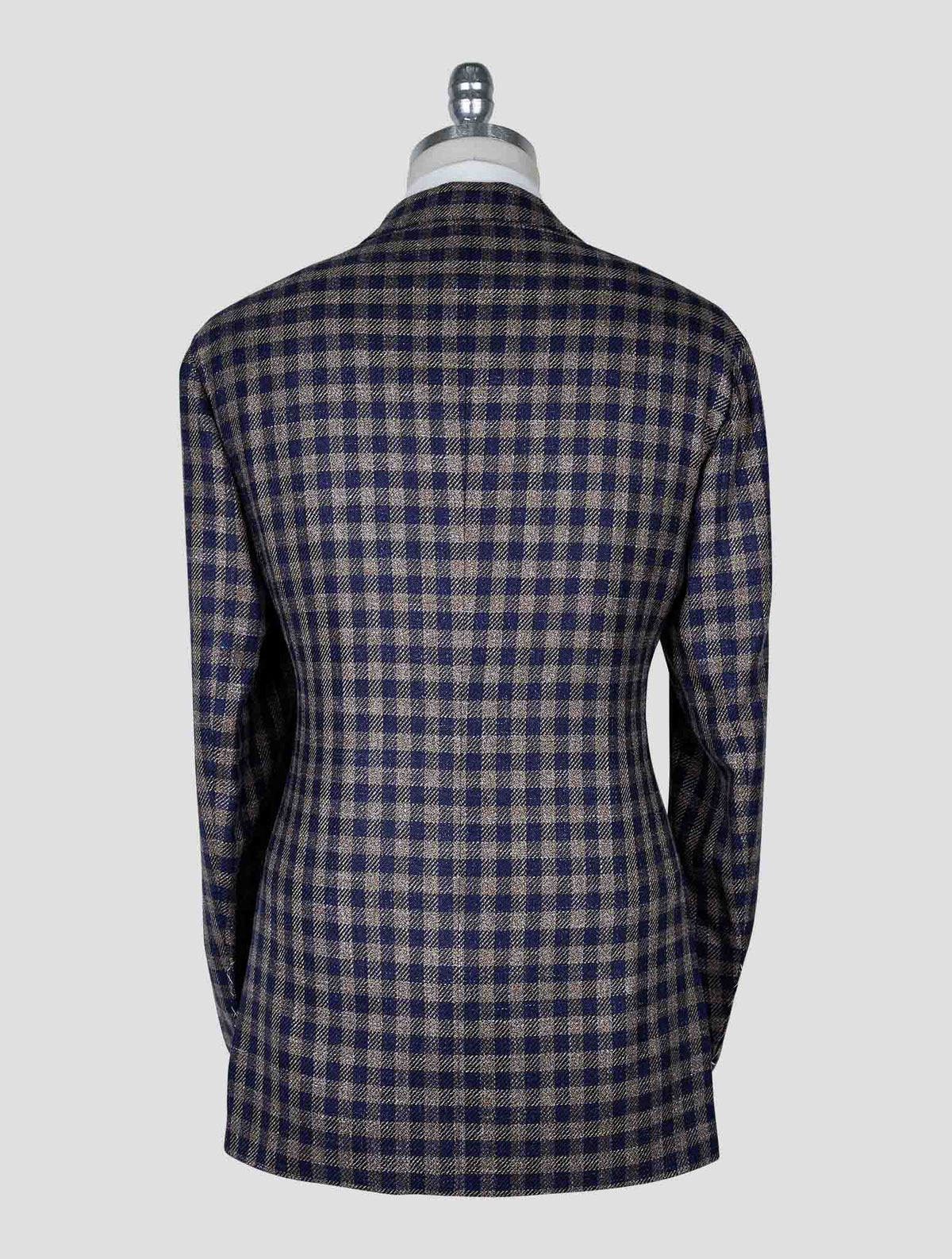 Kiton Brown Blue Wool Cashmere Silk Linen Blazer