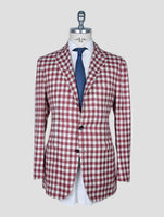 Kiton Red White Wool Cashmere Silk Linen Blazer