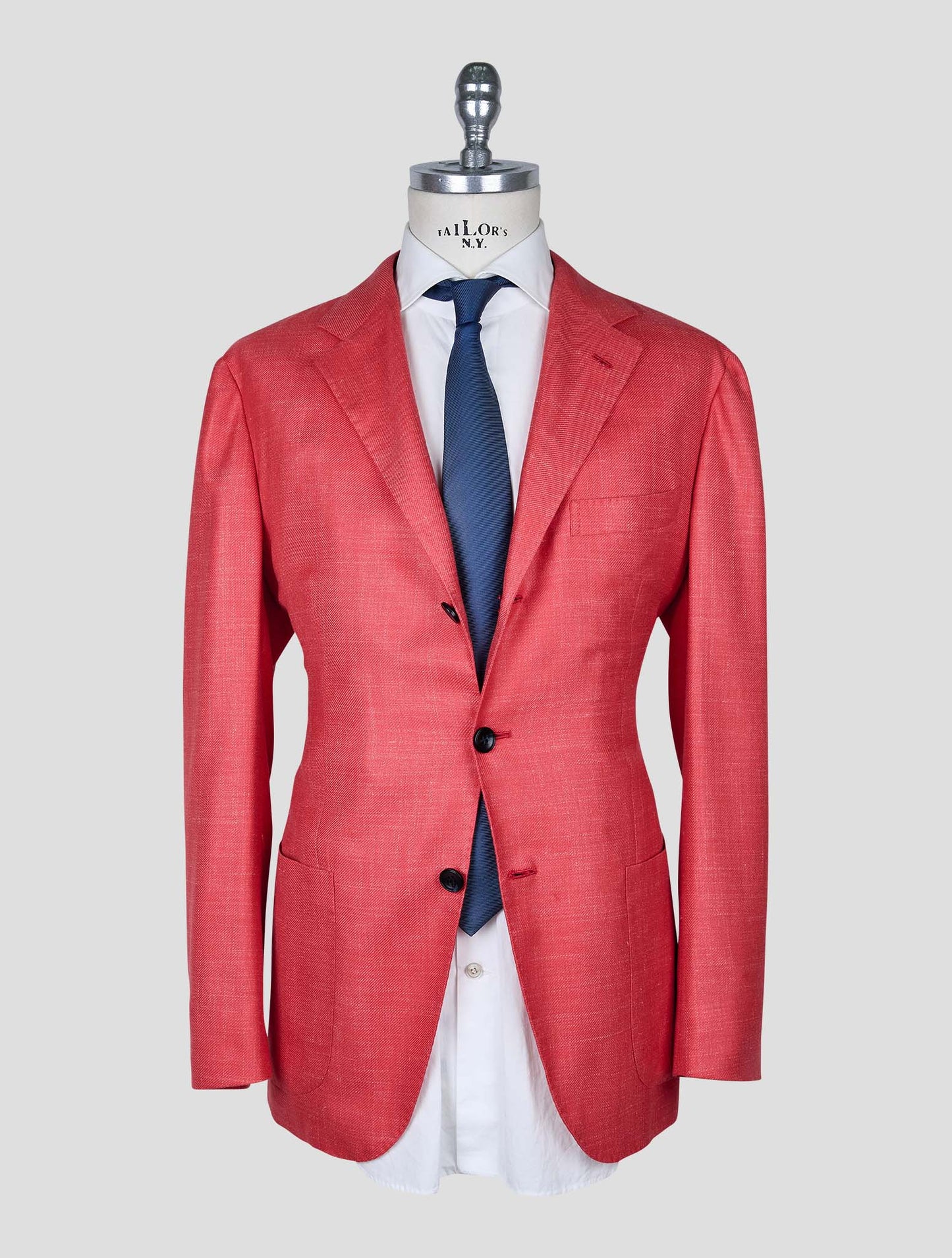 Kiton Red Cashmere Silk Linen Blazer