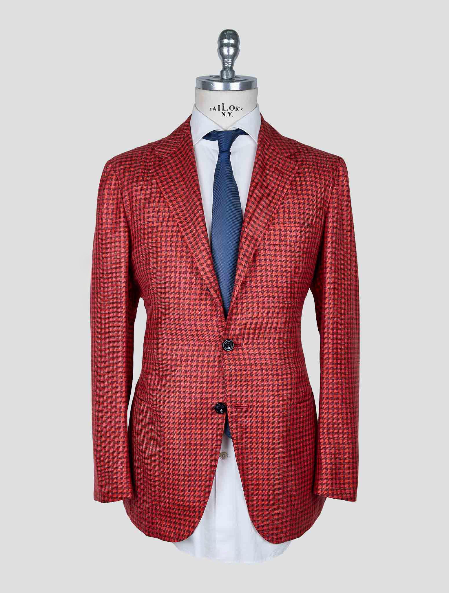 Kiton Red Cashmere Silk Linen Blazer