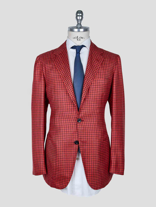 Kiton Red Cashmere Silk Linen Blazer