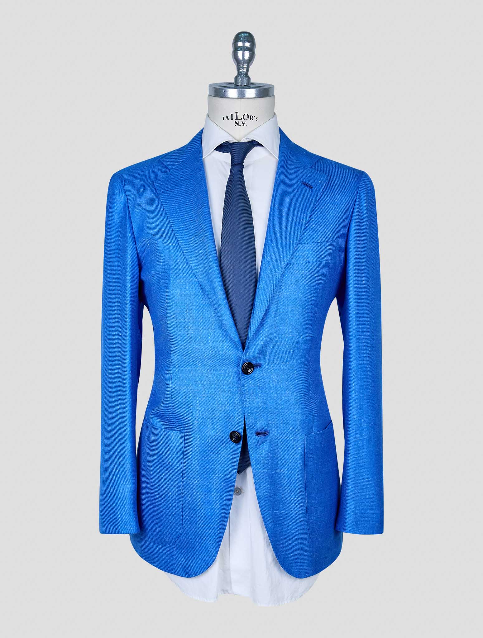 Kiton Blue Cashmere Silk Linen Blazer