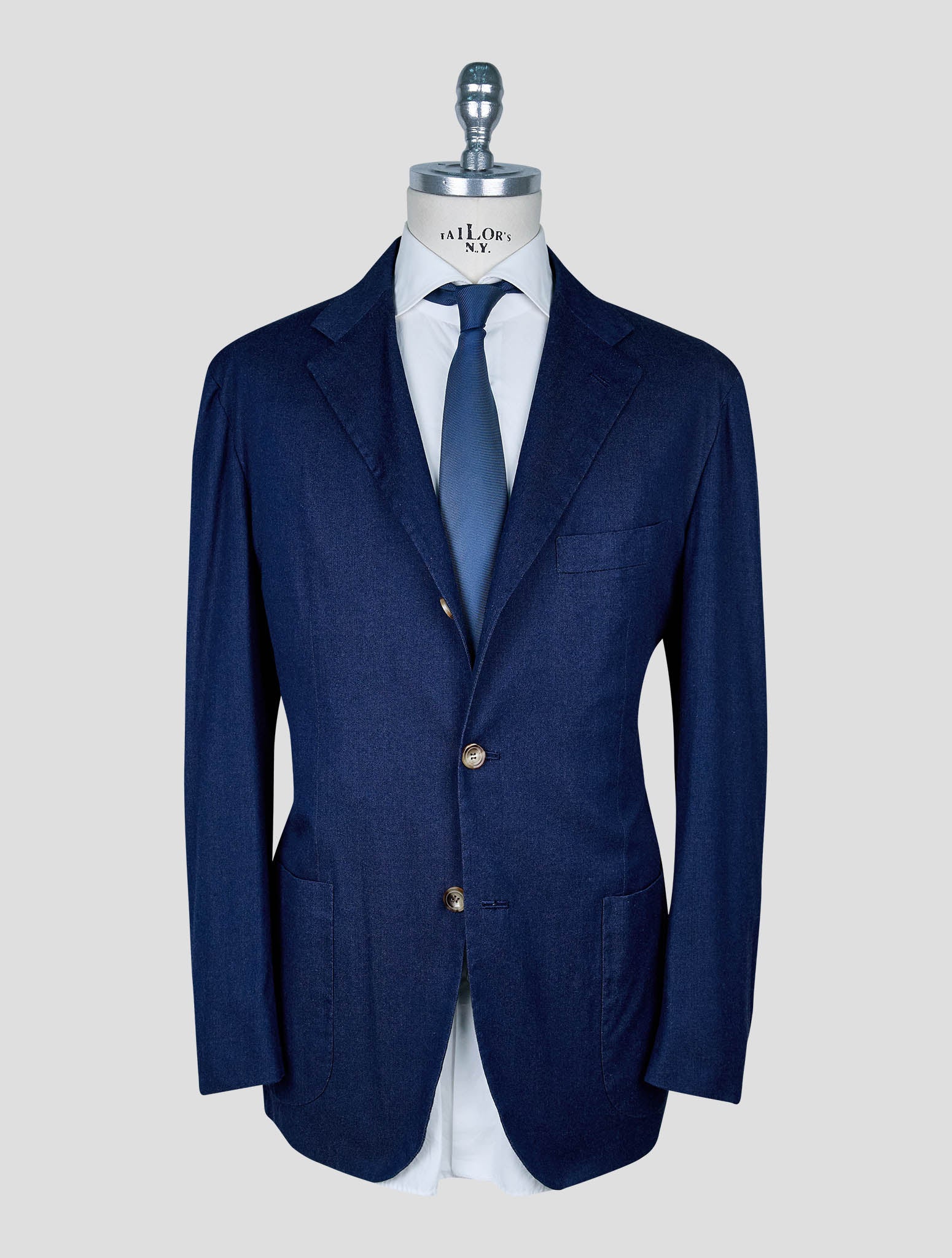 Kiton Blue Cotton Ea Suit