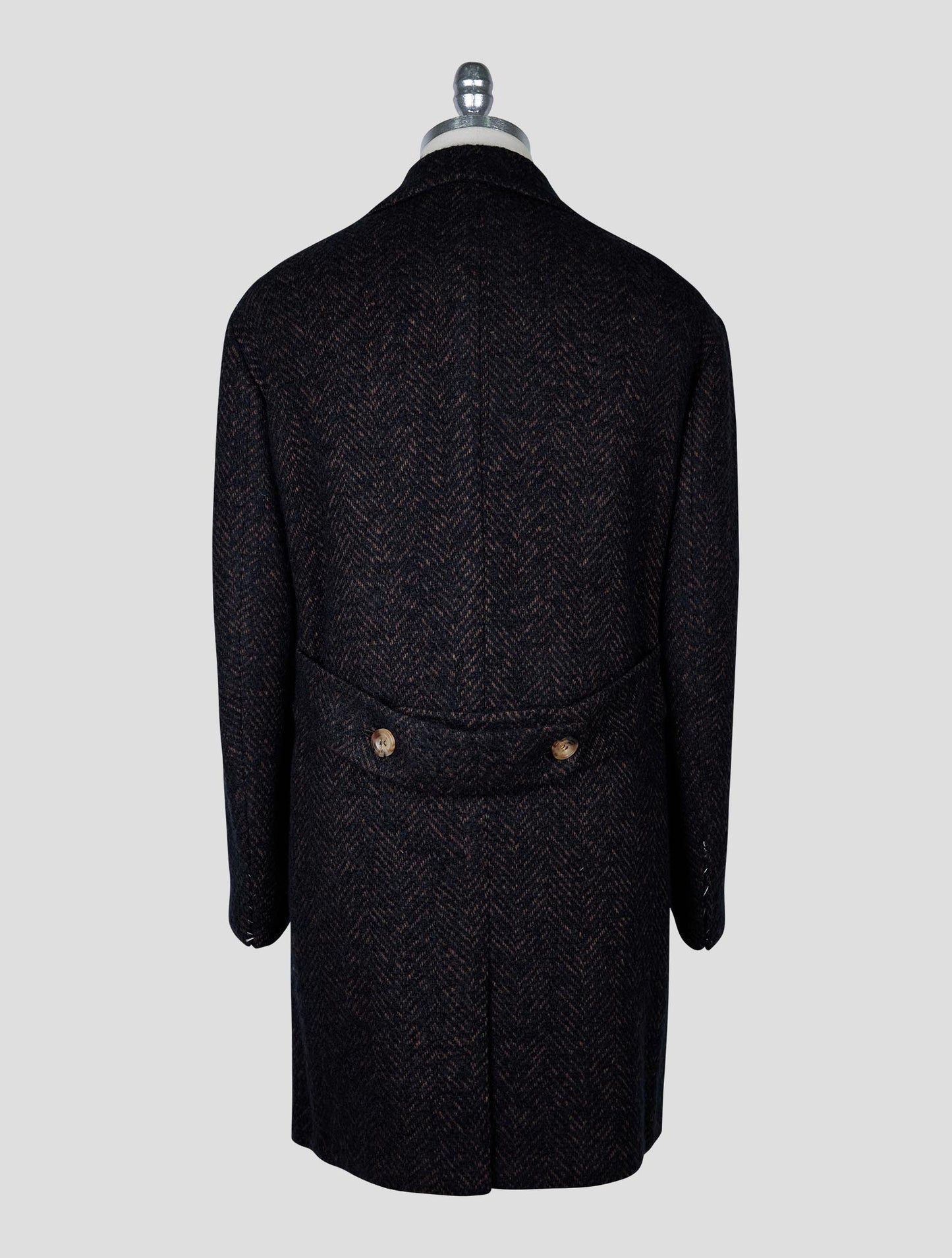 Kiton Brown Black Virgin Wool Cashmere Silk Overcoat