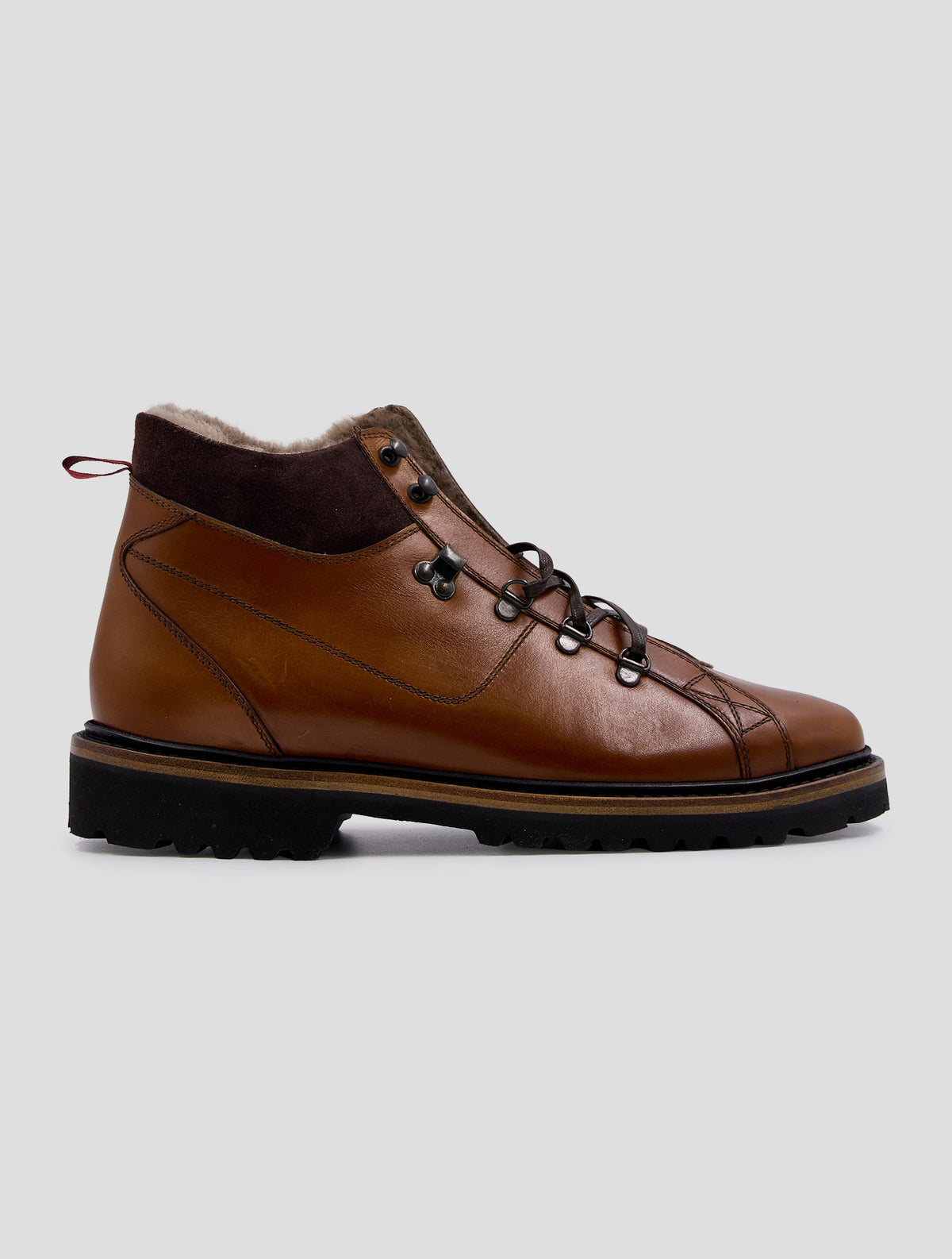 Kiton Brown Leather Shearling Boots