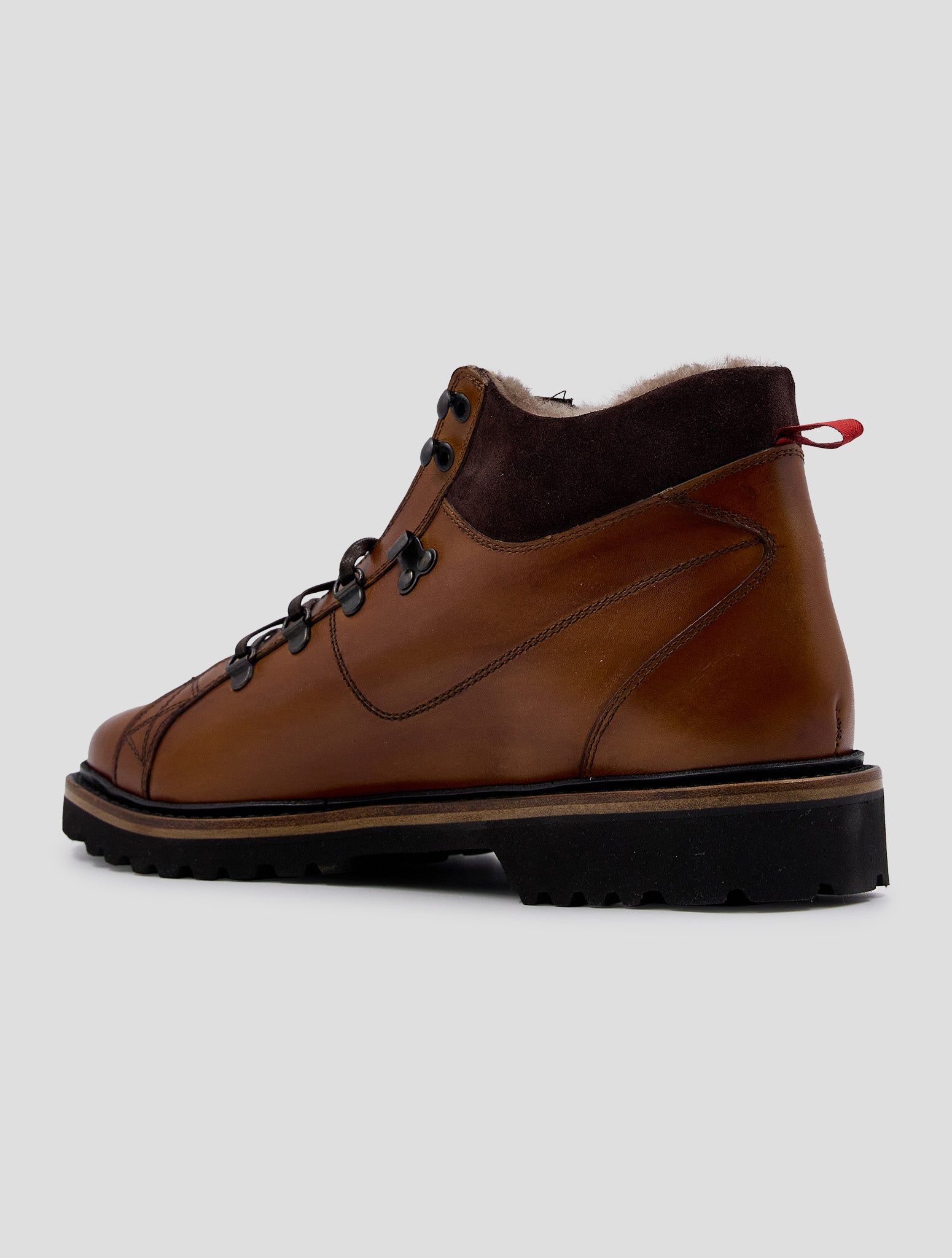 Kiton Brown Leather Shearling Boots