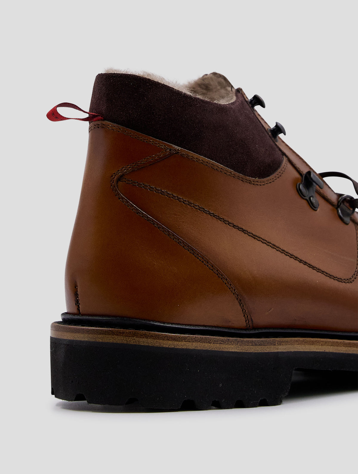 Kiton Brown Leather Shearling Boots