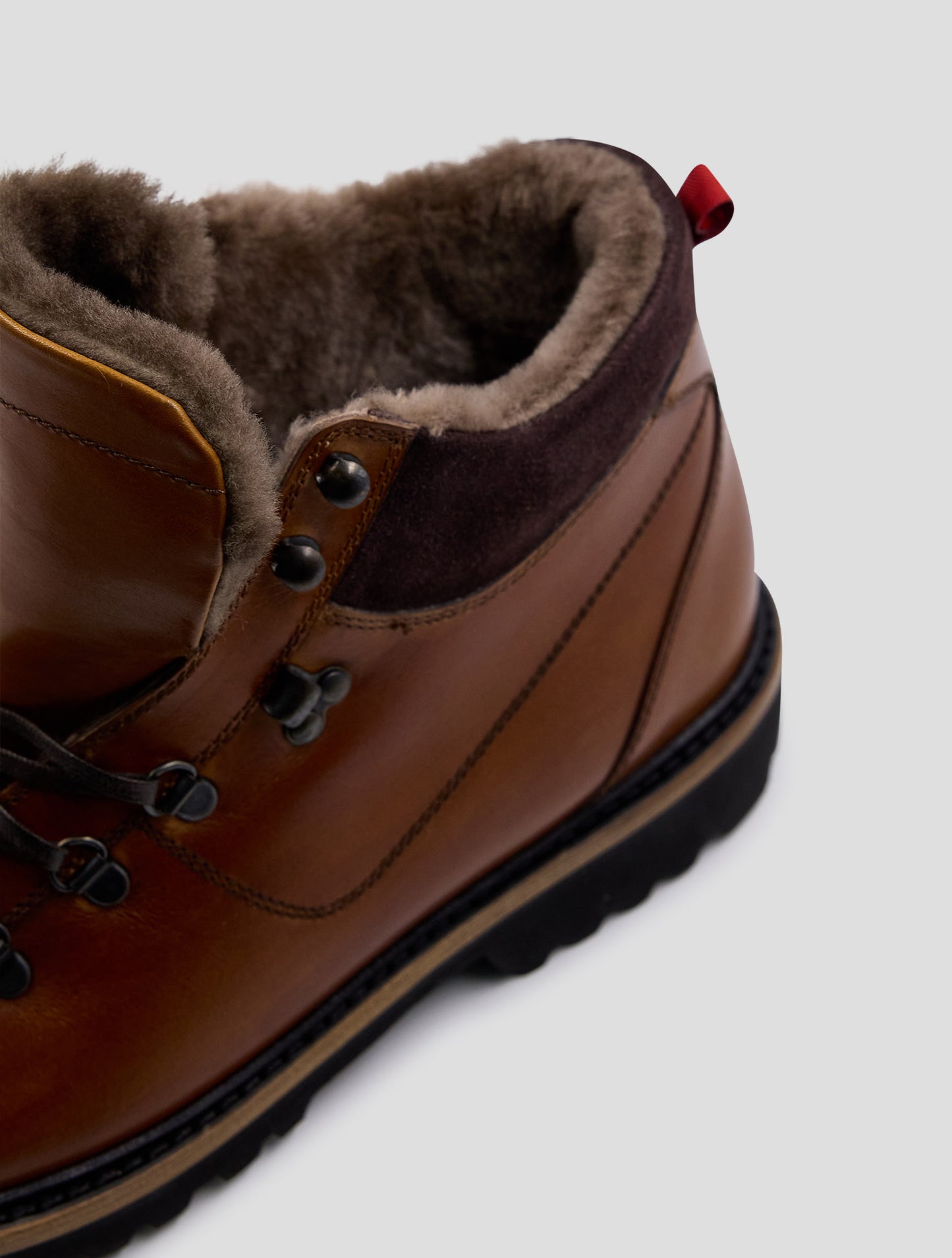Kiton Brown Leather Shearling Boots