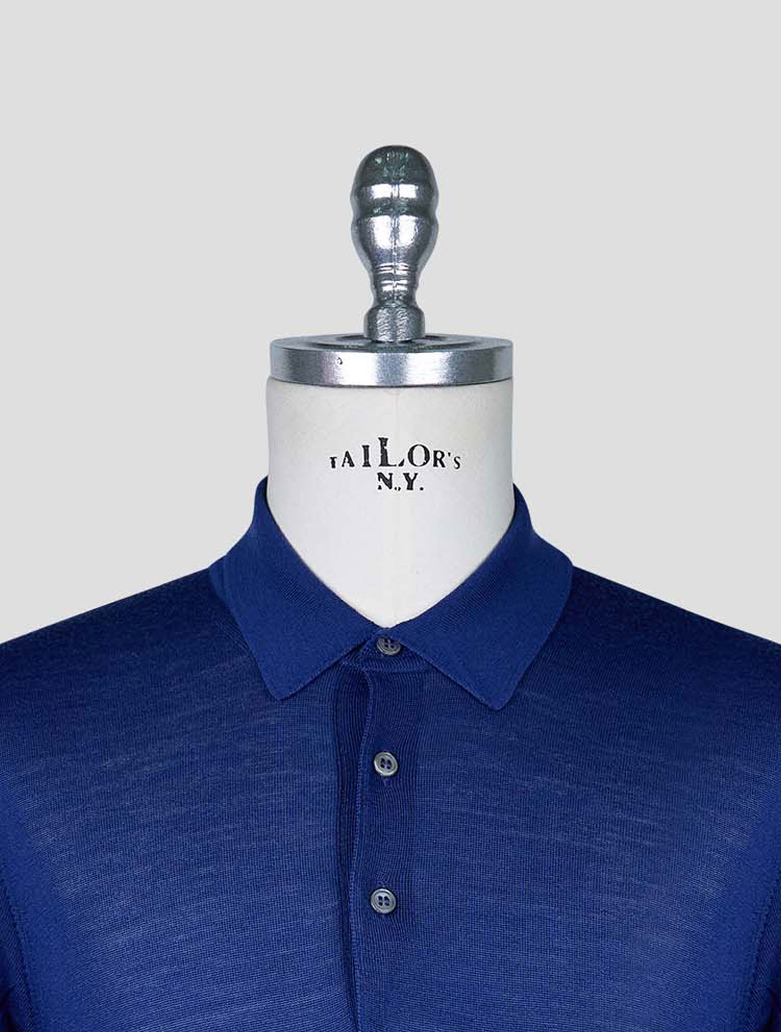 Kiton Blue Wool Sweater Polo
