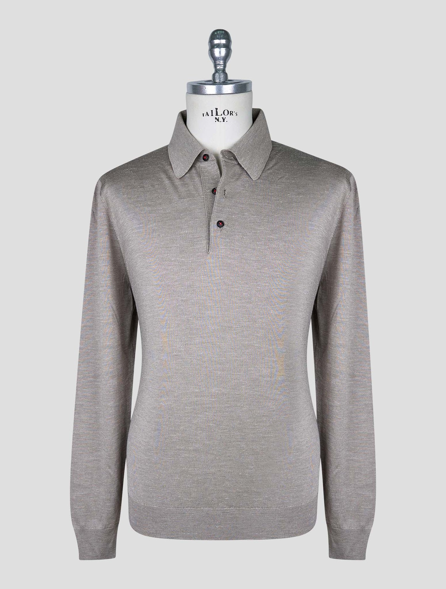 Kiton Beige Silk Cashmere Linen Sweater Polo