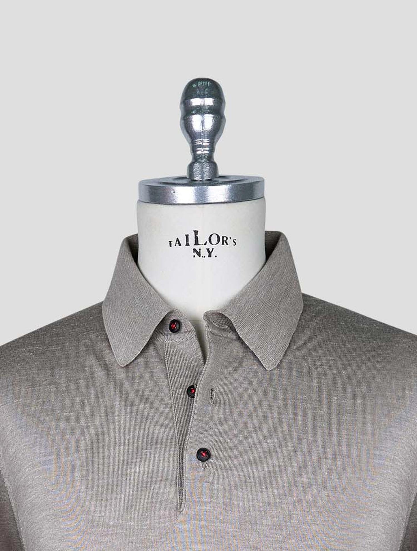 Kiton Beige Silk Cashmere Linen Sweater Polo