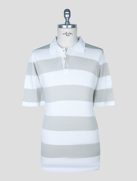 Kiton Beige White Cotton Polo