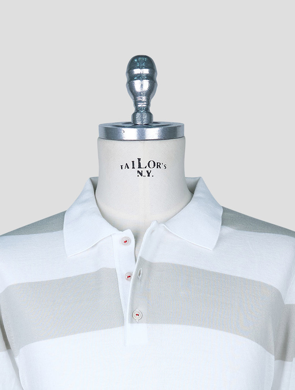 Kiton Beige White Cotton Polo