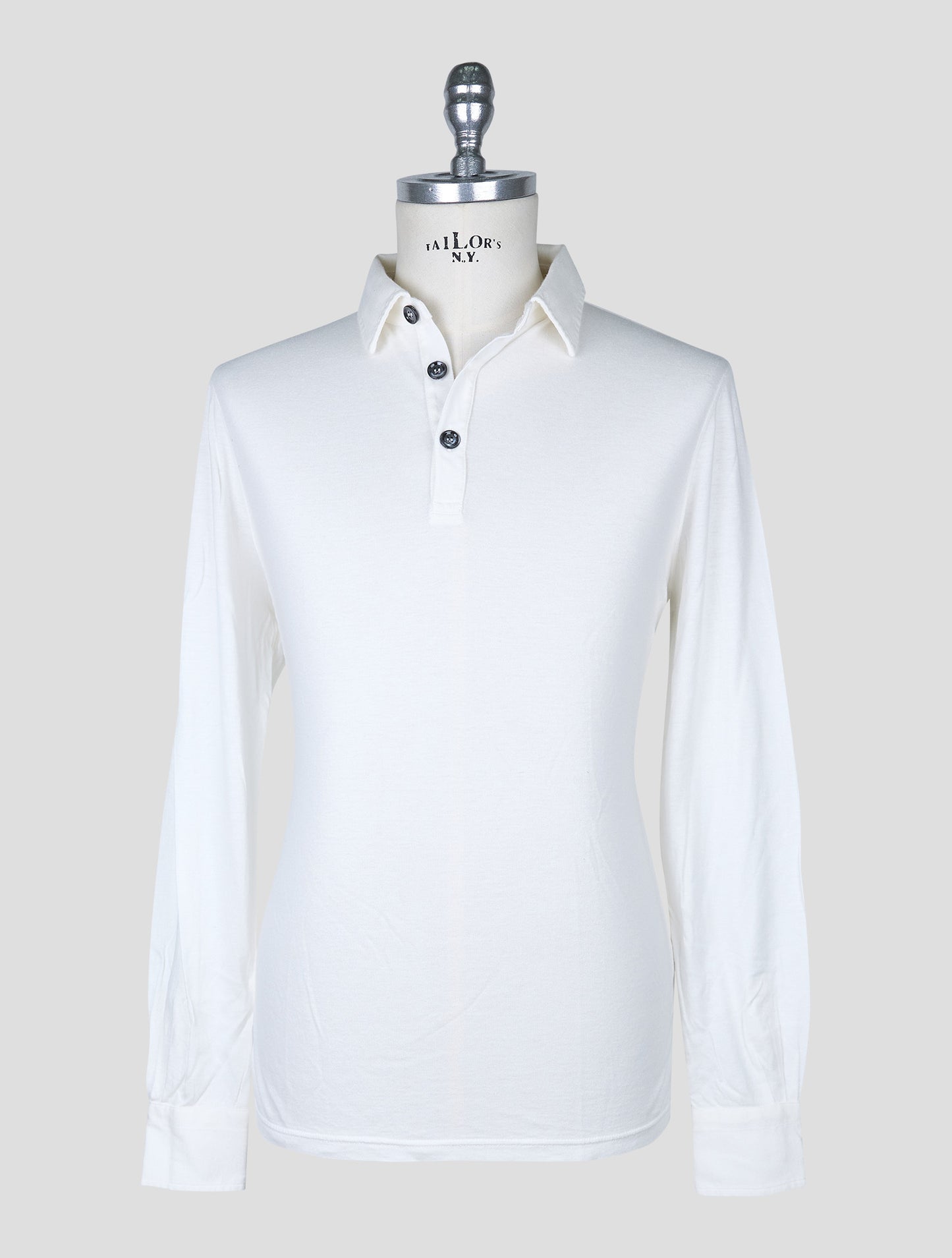 Kiton White Cotton Cashmere Sweater Polo