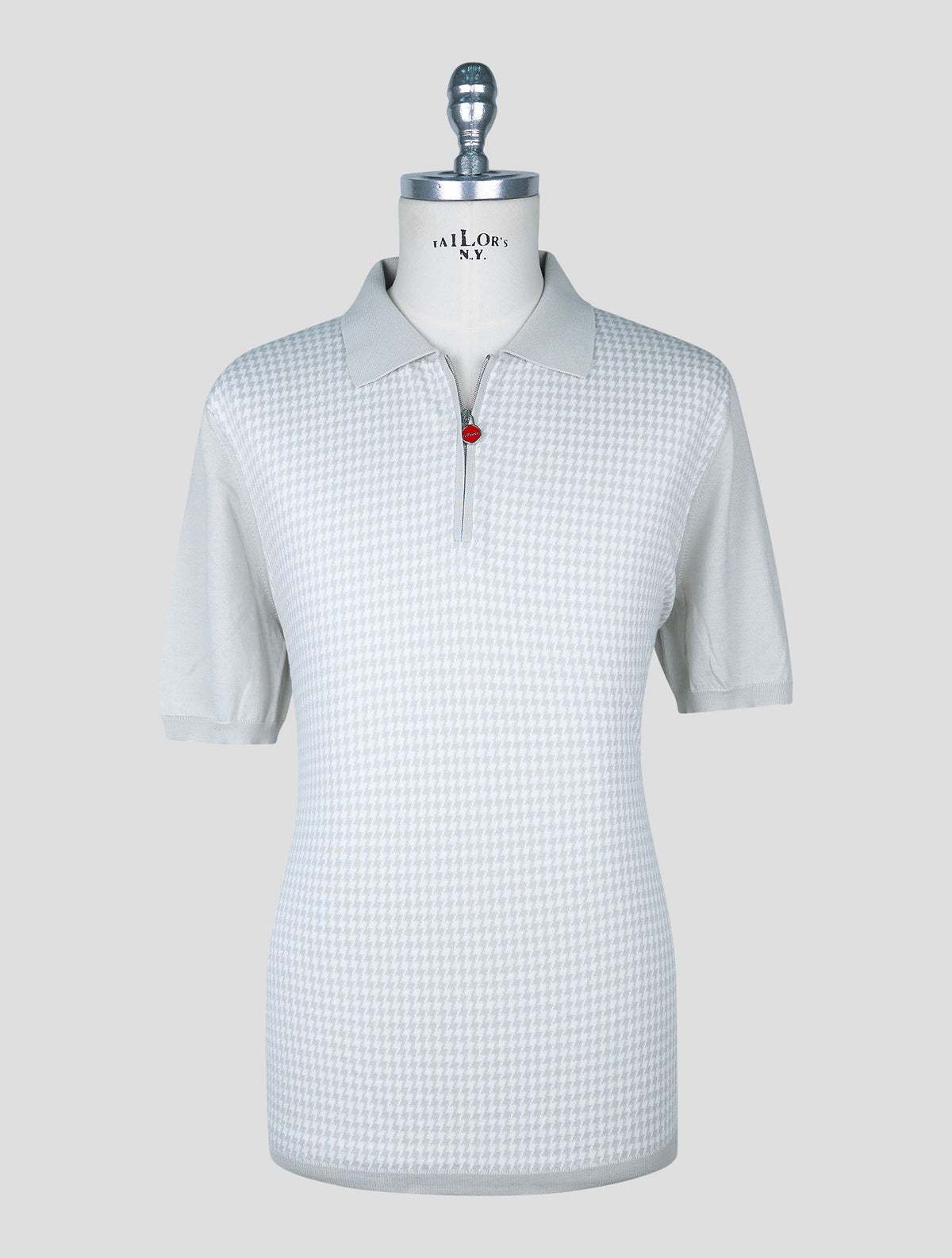 Kiton Gray White Cotton Polo