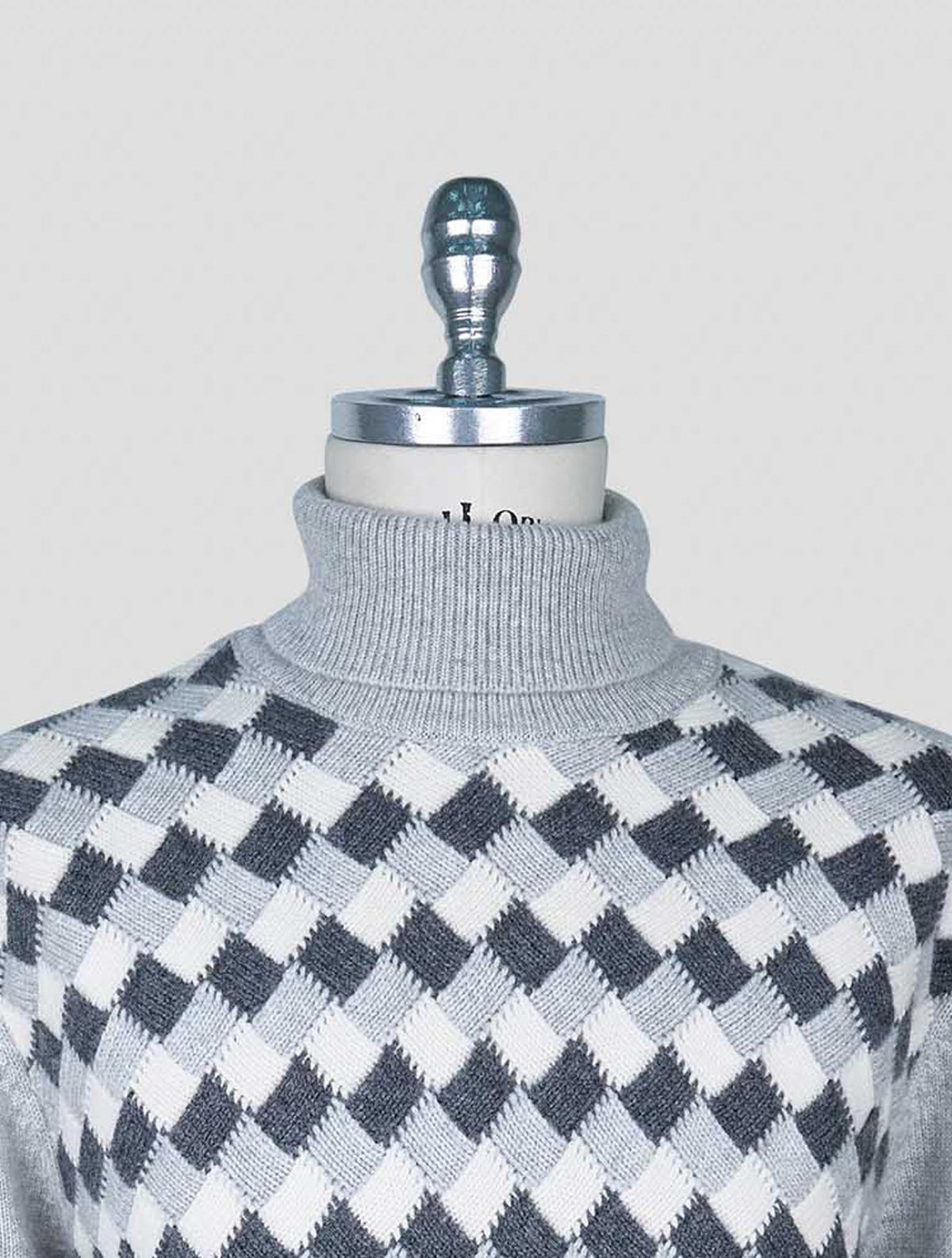 Kiton Gray White Cashmere Sweater Turtleneck