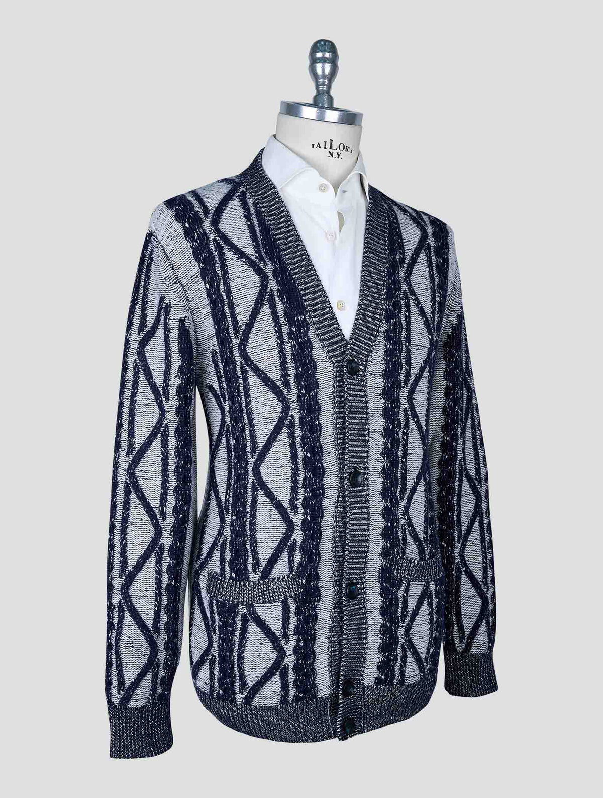 Kiton Blue Gray Cashmere Cardigan