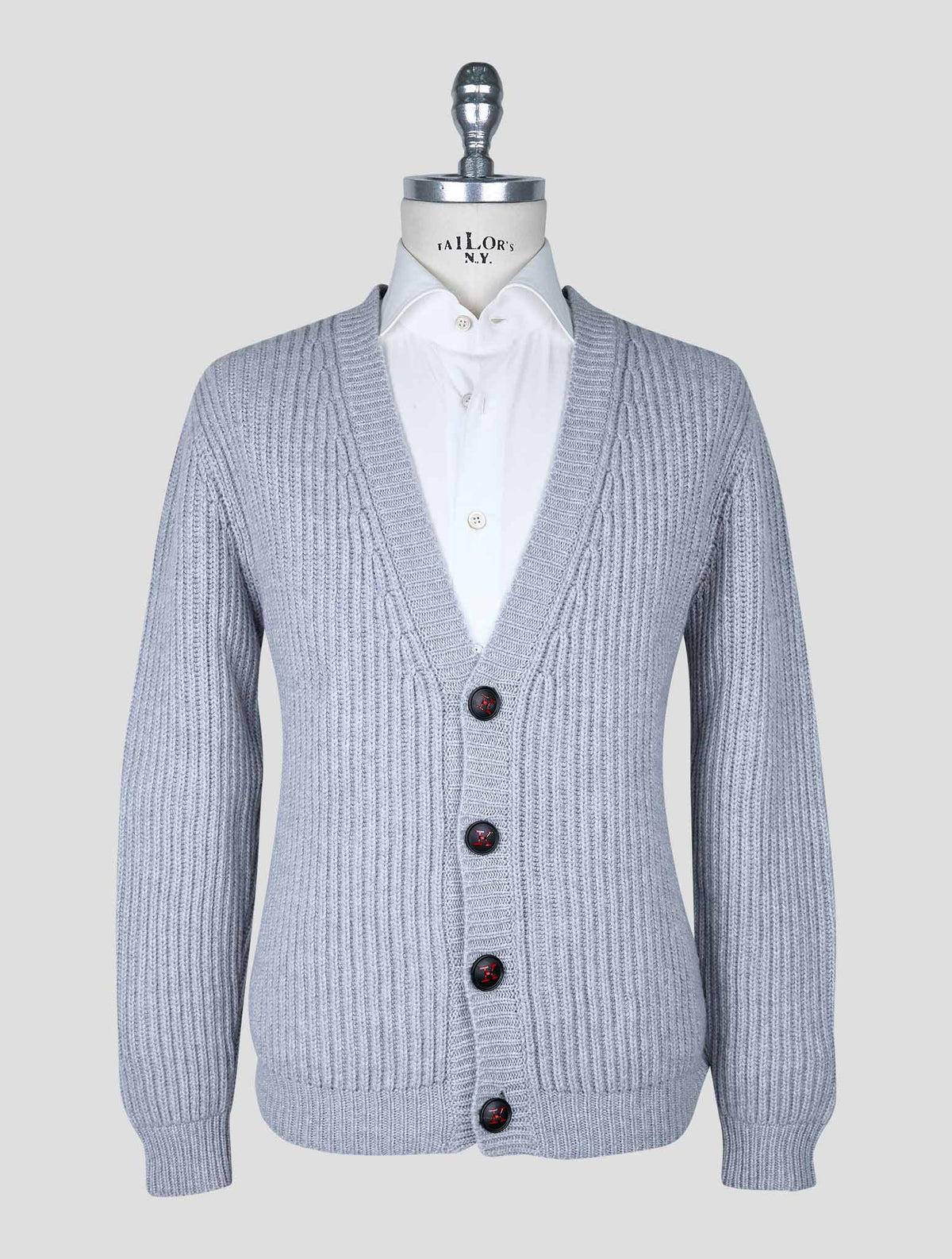 Kiton Gray Cotton Cardigan