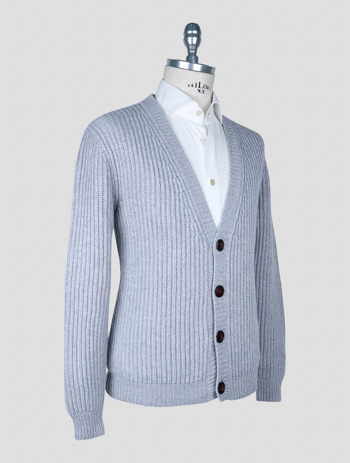 Kiton Gray Cotton Cardigan