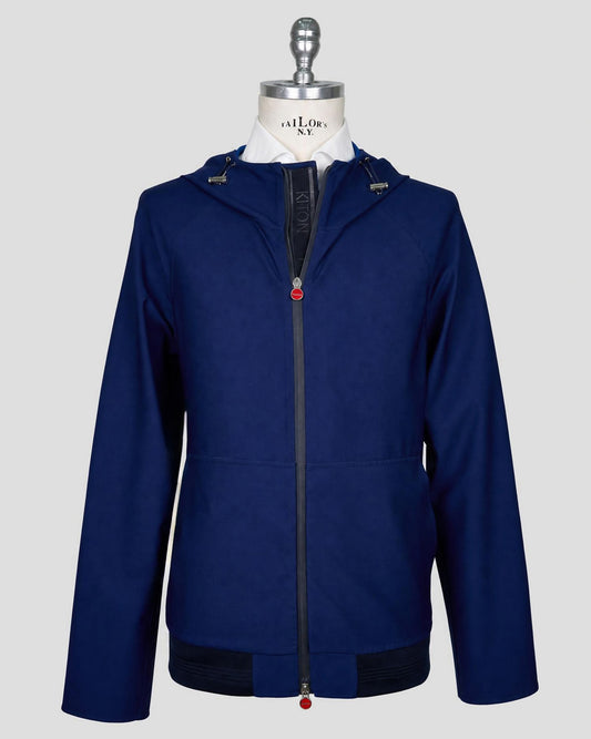 Kiton Blue Pa Wool Ea Silk Coat