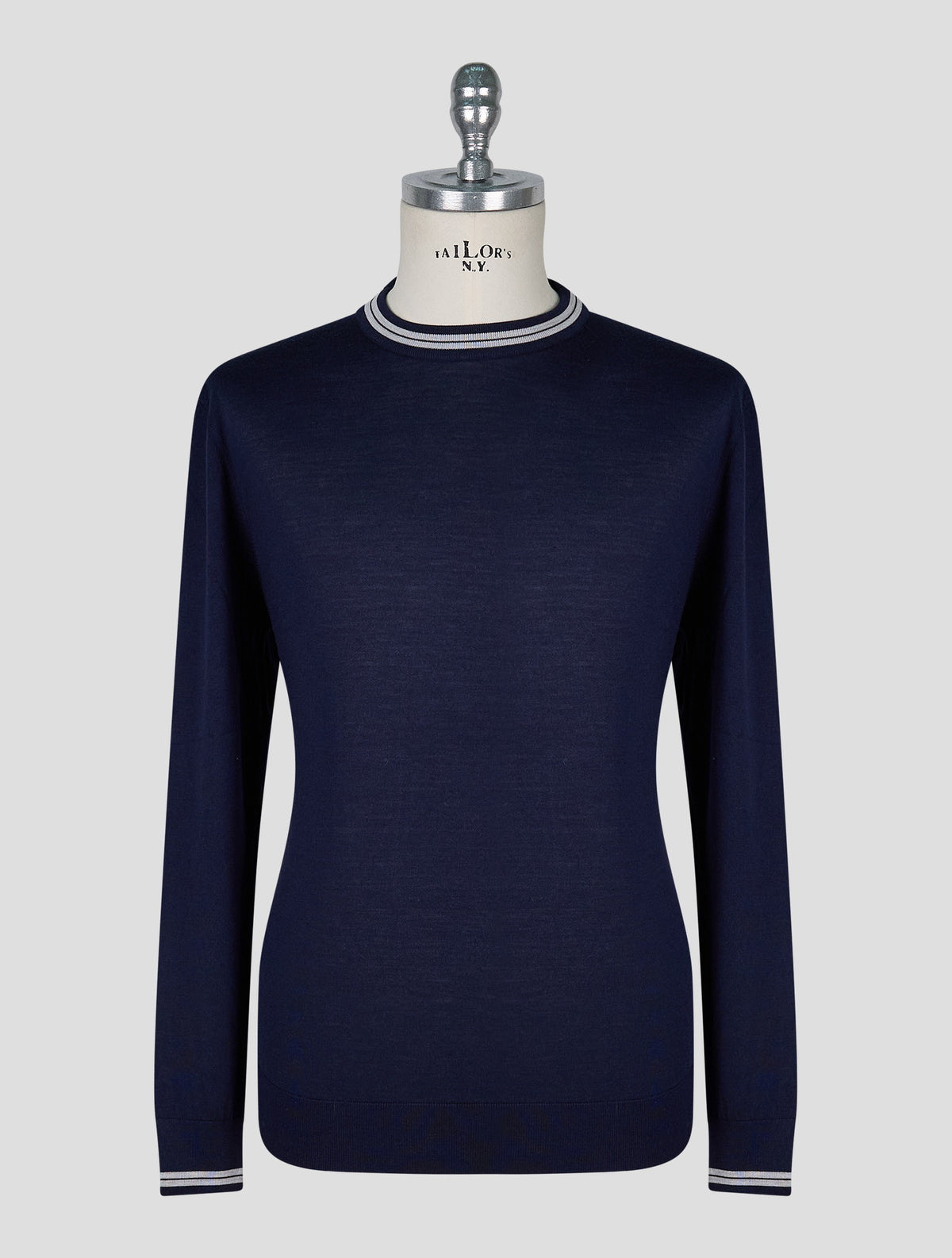 Kiton Blue Wool Sweater Crewneck