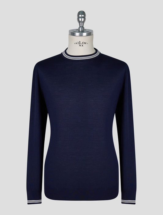 Kiton Blue Wool Sweater Crewneck