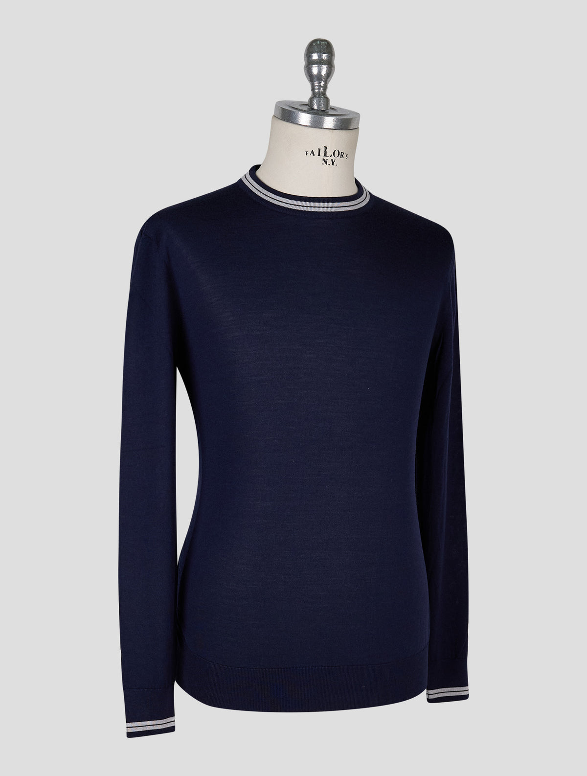 Kiton Blue Wool Sweater Crewneck