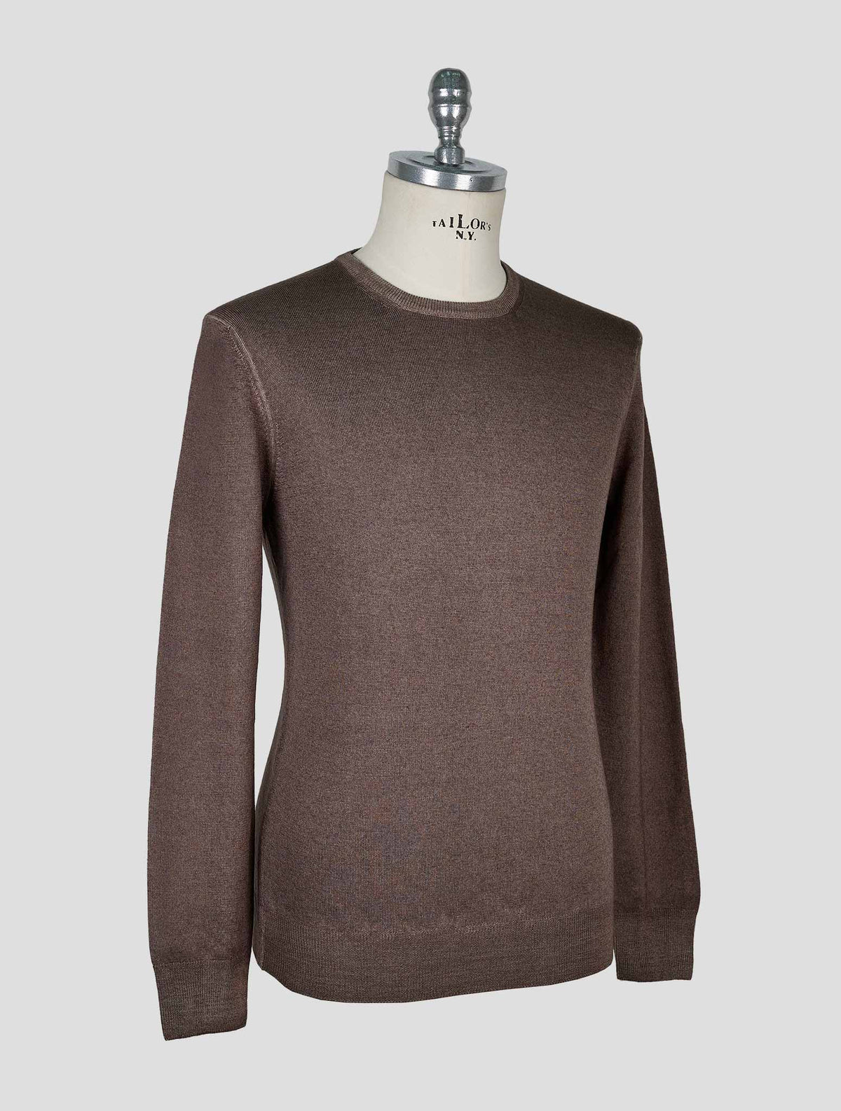 Kiton Brown Gray Wool Sweater Crewneck