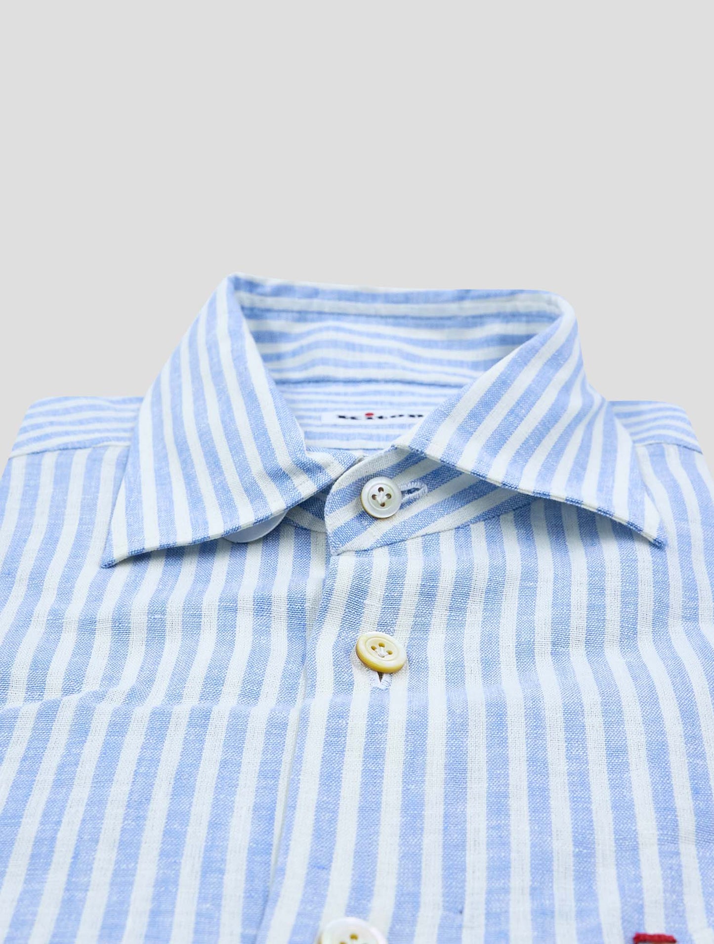 Kiton Gray White Linen Pl Ea Shirt Nerano